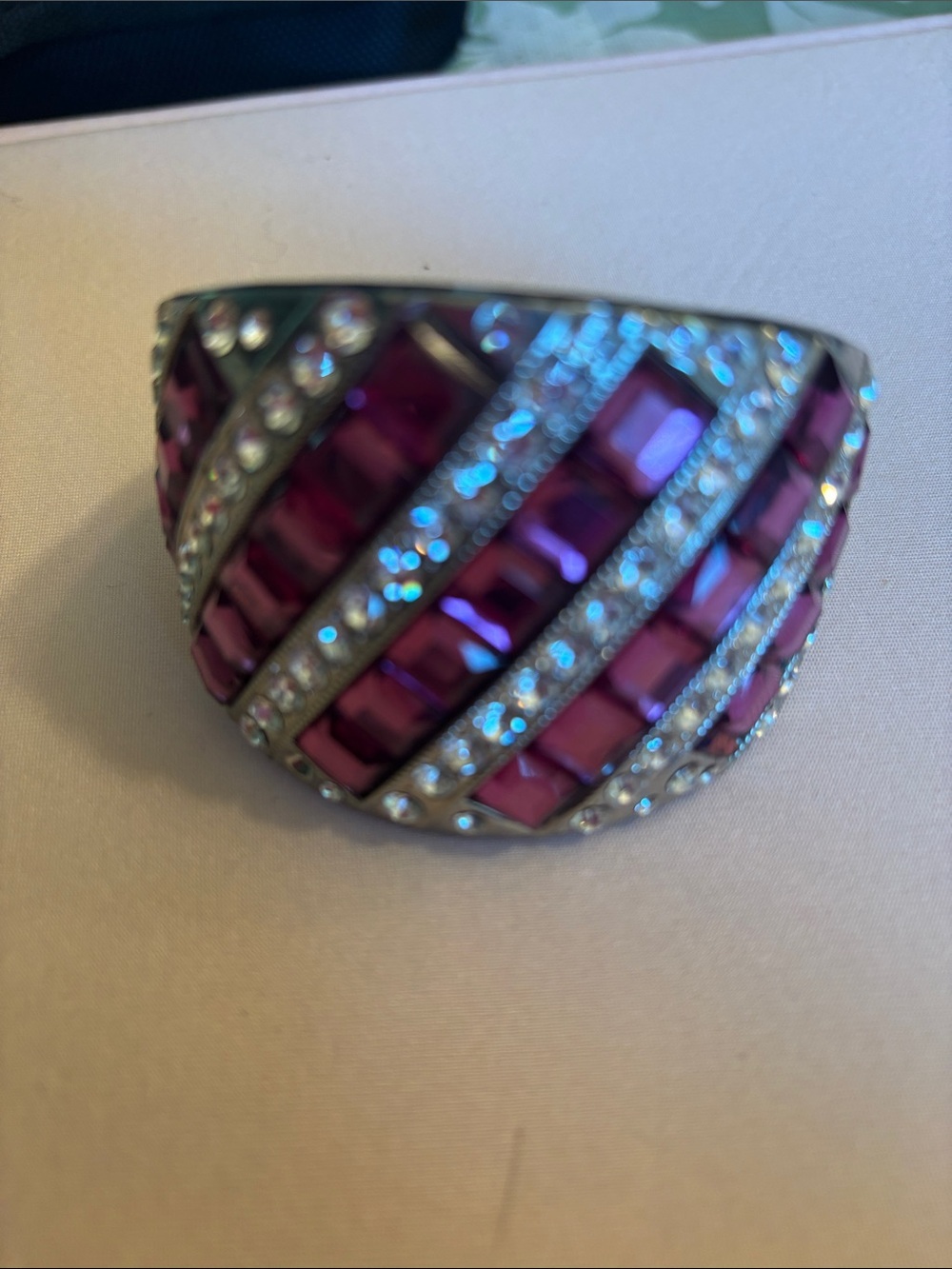 Crystal-Accented Pink Statement Cuff Bracelet